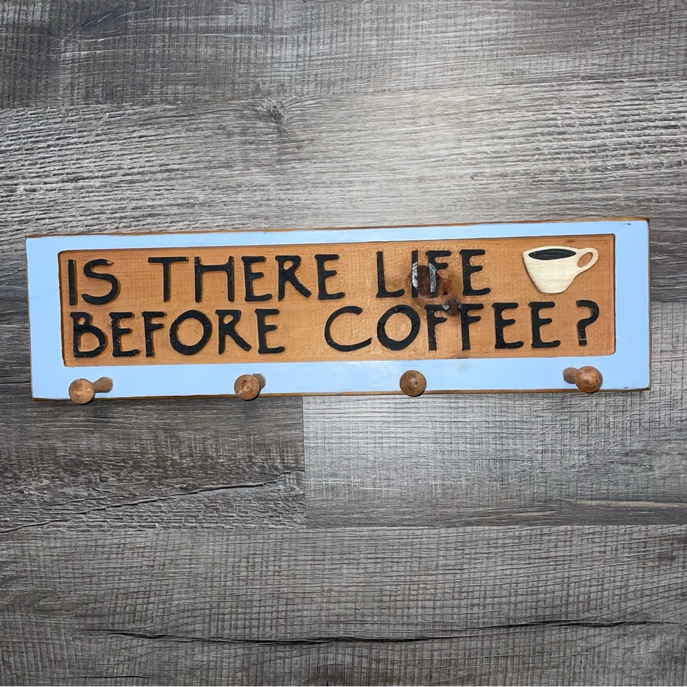 COFFEE MUG RACK Wooden Funny Vintage Kitchen Decor